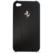 ferrari hard case modena leather metal logo black for iphone 4 femo4mbl