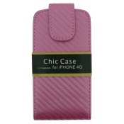 leather flip case deluxe iphone 4 pink