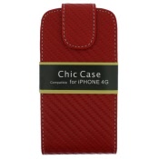 leather flip case deluxe iphone 4 red